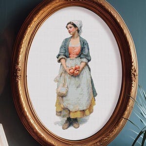 Patrón de punto de cruz de chica vintage: siglo XIX (descarga en PDF, compatible con Pattern Keeper)