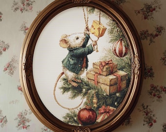 Vintage Cross Stitch Pattern: Cheese garland, New Year's Design (PDF Download, Pattern Keeper Compatible)