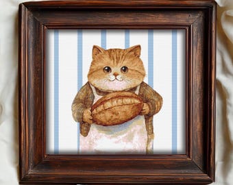 Katze Kreuzstich-Muster: Vintage-Stil (PDF-Download, Pattern Finder kompatibel)