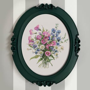 Boeket wilde bloemen / vintage kruissteek / 2 pdf's om af te drukken (kleur en zwart-wit), 1 patroonhouder + cadeau
