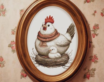 Сute nest / Cross stitch vintage / 2 pdf: for printing, Pattern Keeper + Gift/ Instant Download