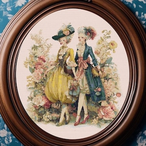 Rococo Cross Stitch Pattern: Vintage Embroidery Chart (PDF Download, Pattern Keeper Compatible)