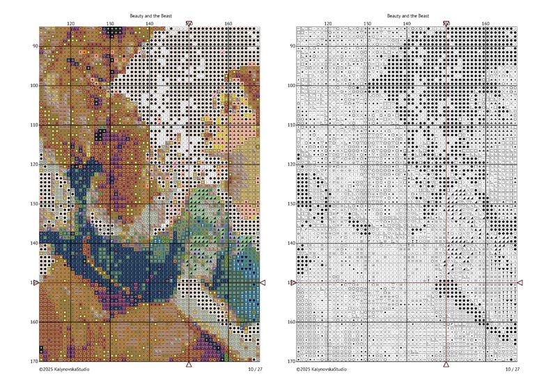 Chart Pattern Beast Beauty and the Beast Cross Stitch Pattern: Vintage Design (PDF Download ...