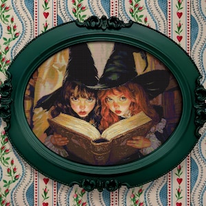 Book of magic / Cross stitch vintage / 2 pdf for printing (color and black and white), 1 Pattern Keeper + Gift/ Instant Download