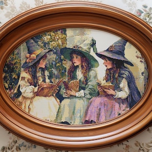 Vintage Witches Cross Stitch Pattern: Color & B/W (PDF)