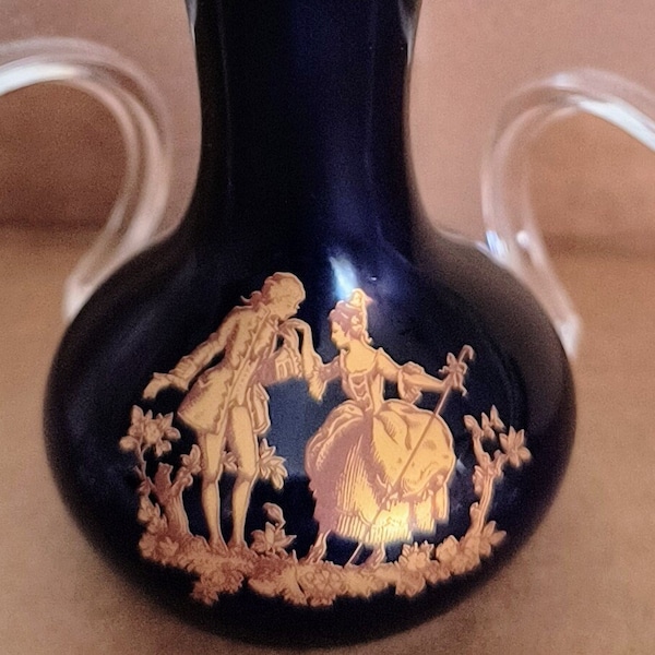 Fragonard Limoges Cobalt Blue Vase