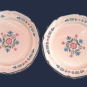 Two International Heritage American Patchwork Collection Stoneware Dinner Plates