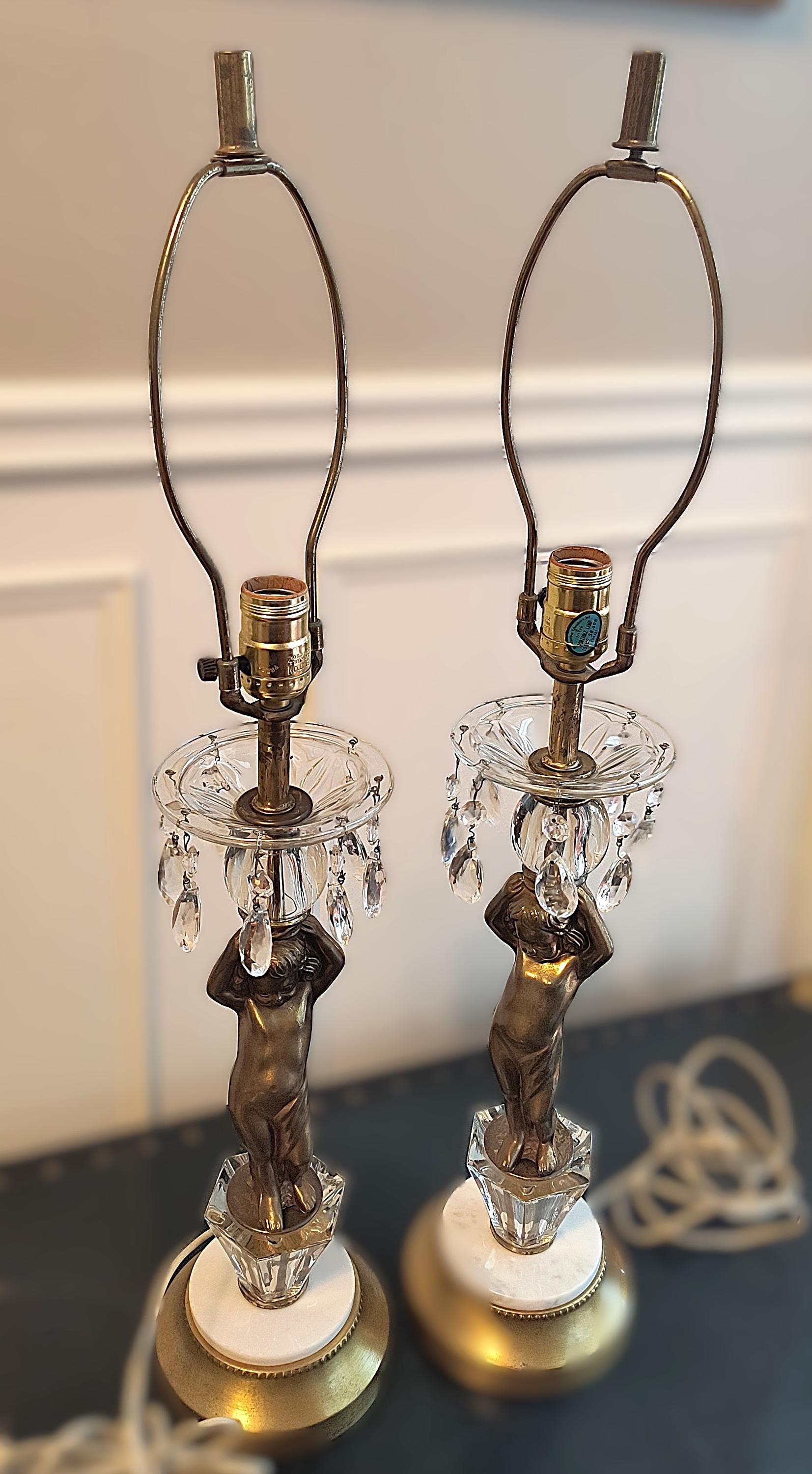 USA LEVITON レビトン社製 アンティーク クリスタルカットグラス Vintage Leviton Cut Glass Crystal Table Lamp Parlor Mid 20th