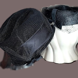 Vintage Union Made Ladies Black Hats (Lot of 3)