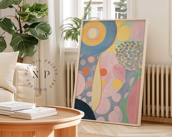 Hilma Af Klint Inspired Printable Wall Art For Trendy Modern Home Decor Wall Hanging Nordic Abstract Art Livingroom Wall Decor Colorful Art