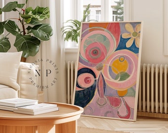 Hilma Af Klint Inspired Painting Colorful Shapes Poster Hilma Klint Print For Livingroom Decor Abstract Wall Art Nordic Aesthetics Art Print