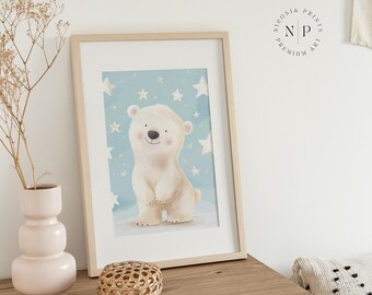 Polar Bear Nursery Boy Room Print Toddler Room Wall Decor Printable Wall Hangig Neutral Playroom Art Cute Animal Poster For Nursery Room Art