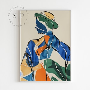 Kleurrijke lijntekeningen voor moderne woonkamer decor afdrukbare abstracte mannelijke poster mannen portret kunst print voor trendy woonkamer kunst aan de muur afdrukbaar