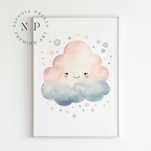 Cute Nursery Wall Art For Baby Girl Playroom Poster For Toddler Room Pastel Print Baby Wall Decor Watercolor Pastel Art Nursery Wall Hanging