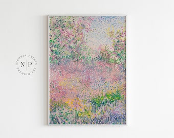 Pastel Abstract Summer Meadow Painting Wildflower Field Art For Colorful Home Decor Abstract Wall Art   Wildflower Print Pink Pastel Colours