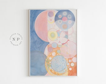 Hilma Af Klint Inspired Colorful Wall Art Modern Scandinavian Art For Livingroom Wall Decor Poster Hilma Klint Maximalist Prints Digital Art