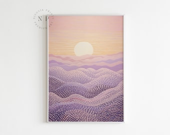 Abstract Sunset Painting Purple Wall Art For Modern Home Decor Lilac Poster For Livingroom Print Sunrise Art Nursery Lilac Abstract Painting