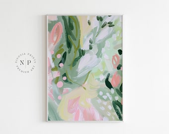 Sage Green Abstract Modern Painting For Hallway Wall Decor Mint Green Abstract Oil Painting Entryway Wall Art Sage Green Pink Pastel Poster