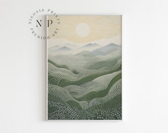 Sage Green Wall Art For Livingroom Ocean Painting Abstract Art Green Entryway Wall Decor Landscape Wall Art Minimalistic Beige Printable Art
