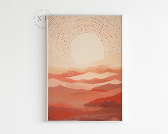 Abstract Boho Sunrise Wall Art For Livingroom Terracotta Boho Poster Modern Home Decor Beige Art Neutral Earth Tones Boho Sun Print Boho Art