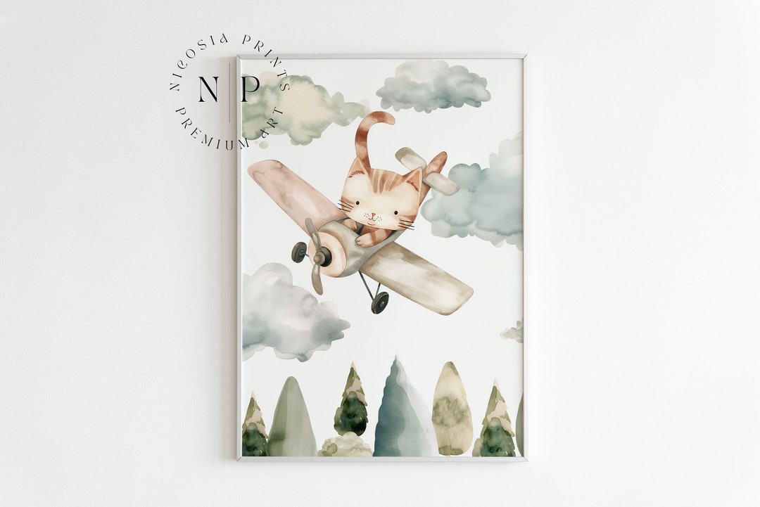 Baby Room Wall Art Cute Cat Poster for Nursery Neutral Print for Baby ...