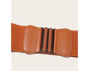 Fashionable Elastic Large Leather Belt for Women