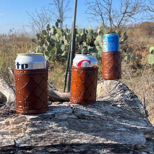 Handmade Universal Fit Leather Can & Bottle Koozie image 1