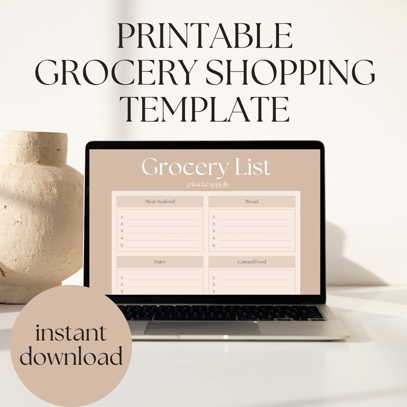 Editable Grocery List Template | Grocery Shopping List | Editable