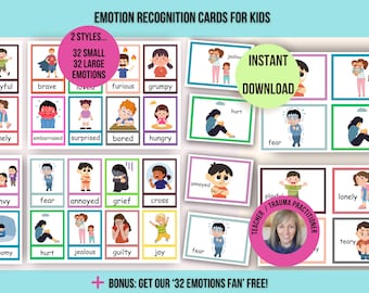 Tarjetas de reconocimiento de emociones para niños, tarjetas didácticas de sentimientos, descarga digital, juegos de emparejamiento de emociones, tarjetas didácticas de emociones para niños.