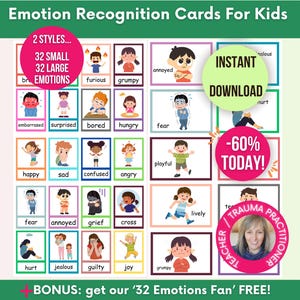 Tarjetas de reconocimiento de emociones y sentimientos para niños, tarjetas de emociones infantiles, tarjetas de emparejamiento de emociones, regulación emocional, tarjetas de apoyo emocional