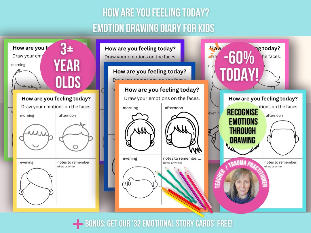 Daily Emotion Drawing Diary for Kids: Daily Feelings Journal (digital ...