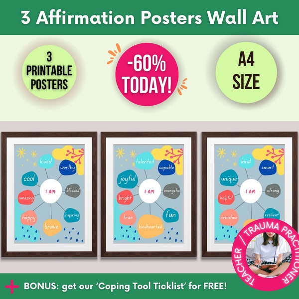 Affirmation Posters For kids Bedroom Or Playroom, 3 Baby Nursery Wall Art, New Baby Gift, Affirmation For Kids, Daily Affirmations For Child