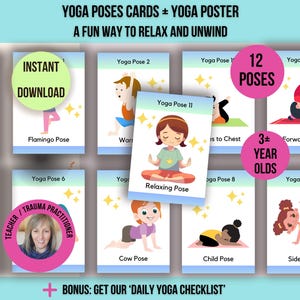 Tarjetas de posturas de yoga para niños: recurso imprimible (descarga digital). Tarjetas de relajación de yoga para niños (tamaño A4). Yoga para el aula (al aire libre o en interiores).