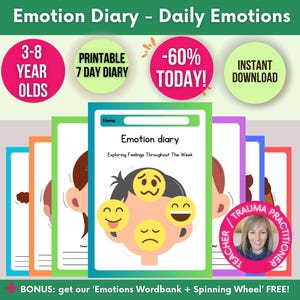 Diario de emociones para niños, diario de dibujo, diario de sentimientos, hojas de autorregulación