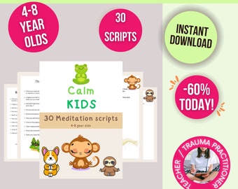 Meditation Scripts For Children 4-8 Years Old, Relaxation Scripts, Calm Kids Download, Printable Meditation Scripts, Emotional Awareness