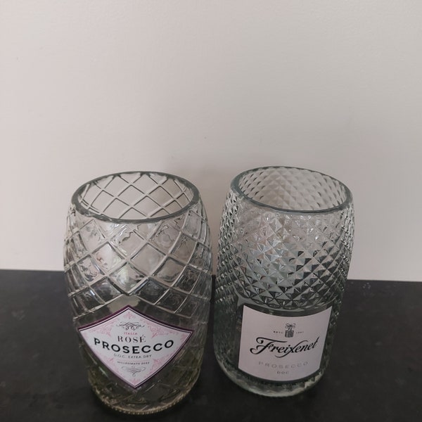 Upcycled prosecco vases