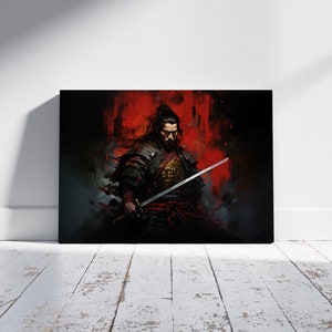 Samurai Wall Art, Large Canvas, Ancient Samurai Warrior, Japanese Art