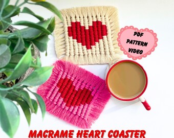 WIDEO Z WZOREM MAKRAMY,Podkładka w kształcie serca z makramy w formacie PDF,Walentynki z makramy,Prezent walentynkowy z makramy,Podkładka z makramy,Łatwy samouczek dotyczący wzoru,Prezent