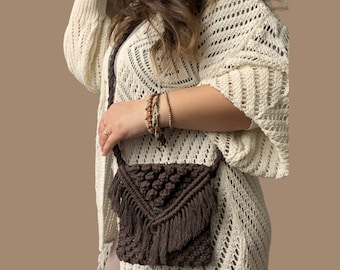 Torebka na telefon z makramy, torebka na ramię, torebka na ramię z makramy, ręcznie robiona torba, torebka z makramy, bawełniana mini torba, torba letnia, torebka damska na prezent
