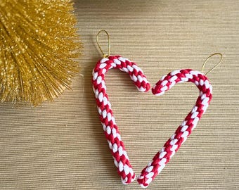 Makrama PDF + WZÓR WIDEO, Makrama w kształcie laski cukrowej, Makrama w kształcie bombki świątecznej, Dekoracja choinkowa, Makrama w kształcie laski cukrowej, Makrama w kształcie rożka cukrowego