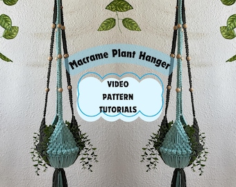 VIDÉO DE MOTIF en macramé, suspension pour plante en macramé Pdf, tutoriels en macramé, vidéo Pdf en macramé, tutoriel vidéo d'instructions, support pour plante en macramé