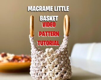 Macrame PATTERN VIDEO, Macrame Basket, Macrame Little Basket, Storage Basket, DIY, Macrame Tutorial, Home Decor, Tutorial Instructions Video