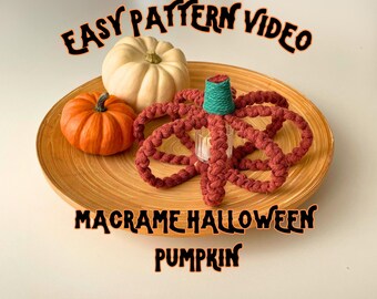WIDEO Z ŁATWYM WZOREM MAKRAMY, Dynia makramowa, Dynia na Halloween, Dynia makramowa na Halloween, Wzór na dynię makramową, Dekoracja na Halloween, Prezent