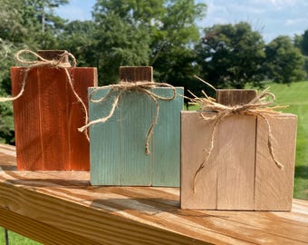 Farmhouse Fall Decor, Rustic Wooden Pumpkins, Wooden Block Pumpkins, Rustic Fall Decor,  Fall Mantle Decoration, Halloween Decoration