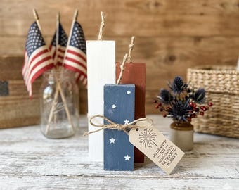 Patriotic Decor, Fourth of July, Red White Blue , Independence Day, American Flag decor, 4th of July, Firecrackers, Mantle decor