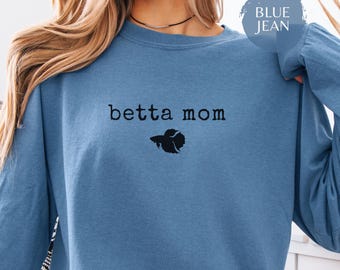 Betta Fish Mom Comfort Colors LongSleeve T-Shirt | Aquarium Hobbyist Apparel | Siamese Fighting Fish Graphic Tee
