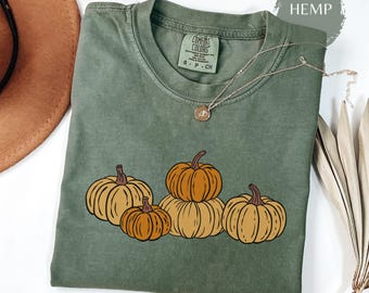 Womens Pumpkin Comfort Colors Fall Long Sleeve Shirt: Pastel Colors Shirt For Autumn Gift_0169