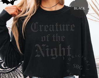 Creature Of The Night Comfort Colors Long Sleeve Shirt: Halloween Shirt  Gift_0013
