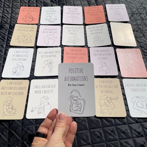 20 Positive Motherhood Affirmation Cards, Mothers Cards, Self Care motherhood Affirmations, Gift for new mum, Encouragement Cards for Mums