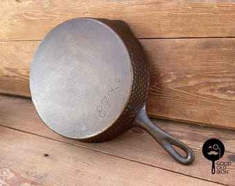 Chicago Hardware Foundry #8 Deep Hammered Cast Iron Skillet in Excellent Condition